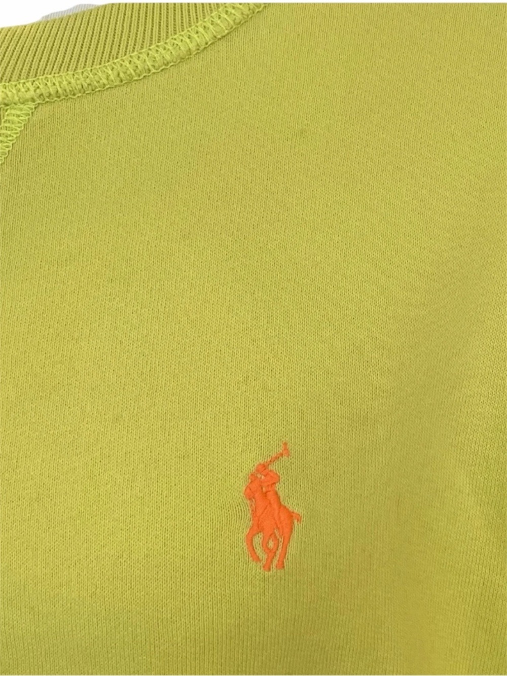 Polo Ralph Lauren Neon Yellow Fleece Sweatshirt Women’s L Pony Logo Preppy - Picture 8 of 12